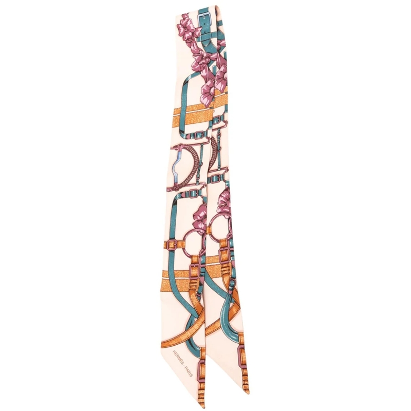 Hermès Wollschal Grand Manege Silk Twilly Scarf weiß