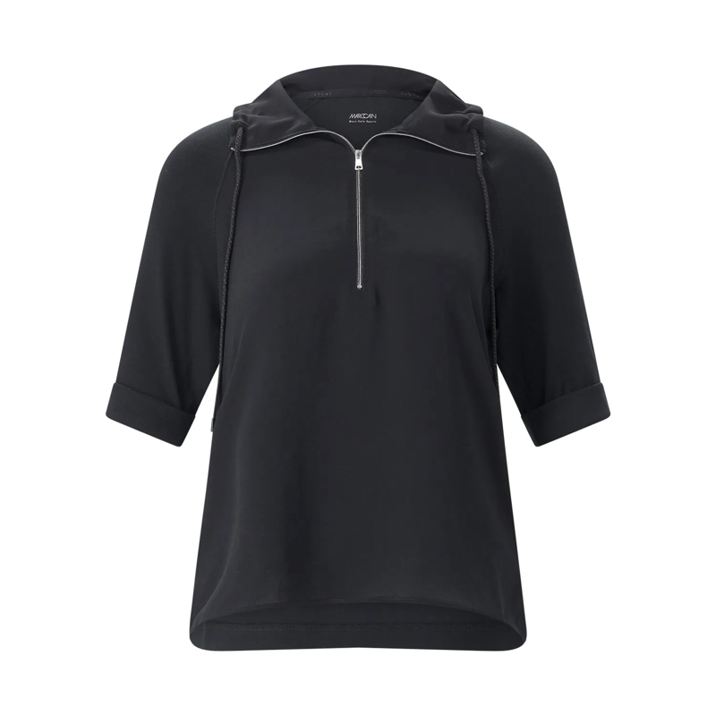 Marc Cain Bluse Blusenshirt mit Feinripp schwarz