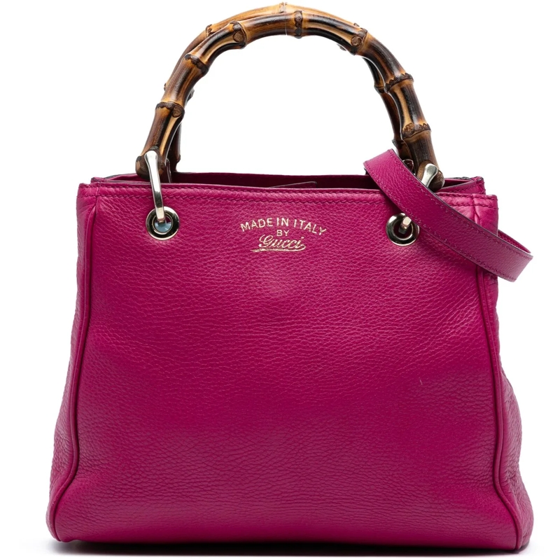 Gucci Schultertasche Small Calfskin Bamboo Shopper Satchel rose