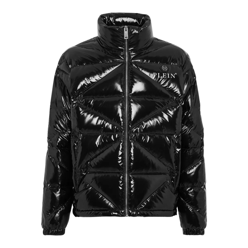 Philipp Plein Lederjacke Jacke Hexagon schwarz