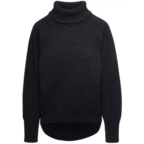 Semi Couture Black Turtle Neck Sweater With Perforated Details  Black 