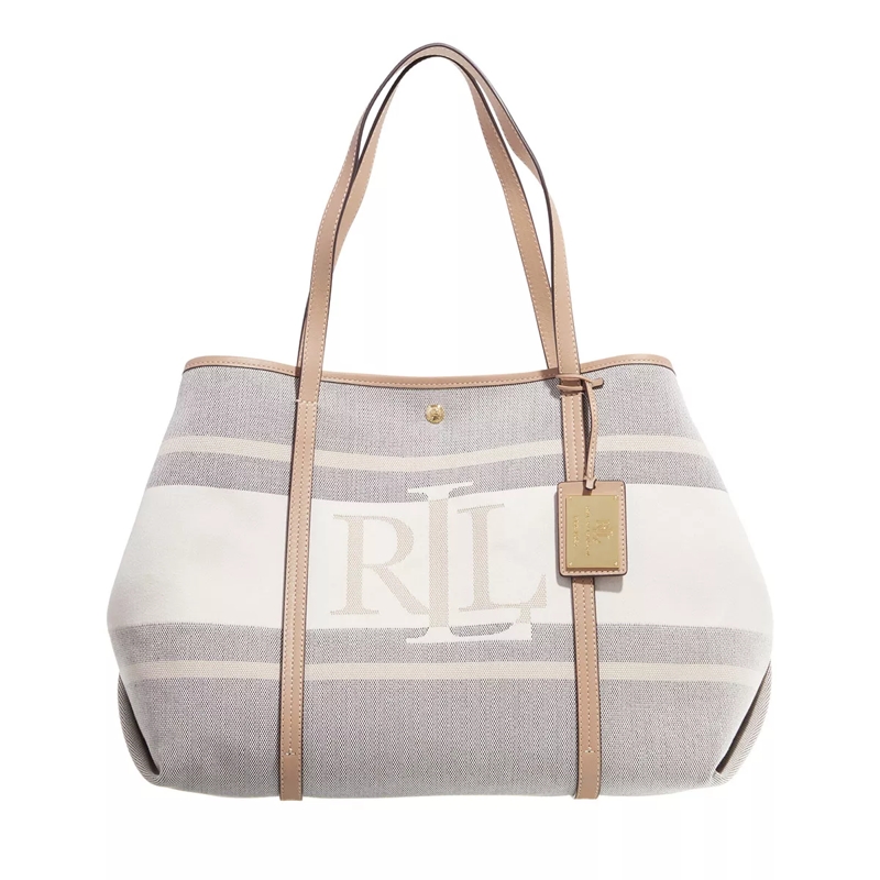 Lauren Ralph Lauren Shopper Emerie Tote Large Lrl Logo Cream Black Light Camel