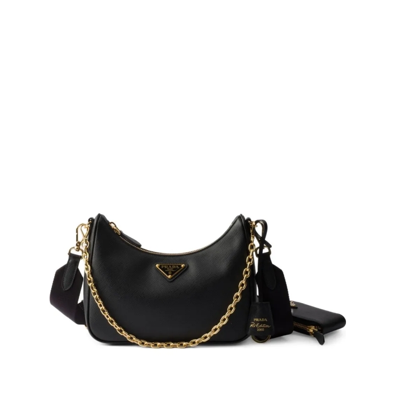 Prada Schultertasche Re-Edition 2005 Saffiano Leather Bag Black
