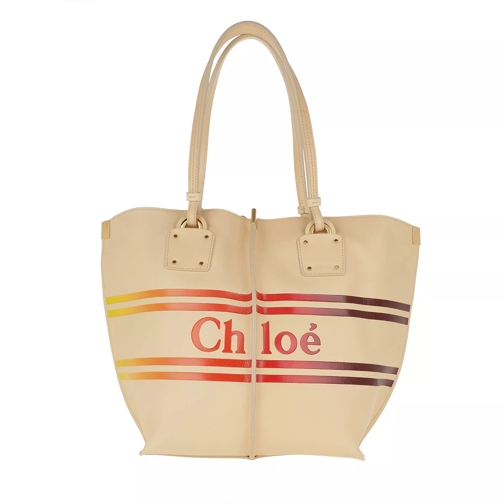 Chloé Chloé Logo Tote Leather Blondie Beige Rymlig shoppingväska