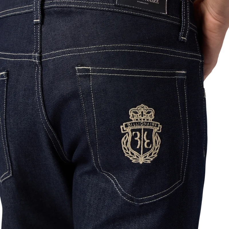 BILLIONAIRE Jeans mit geradem Bein Super Straight Cut Jeans Leather Details schwarz(Image 5)