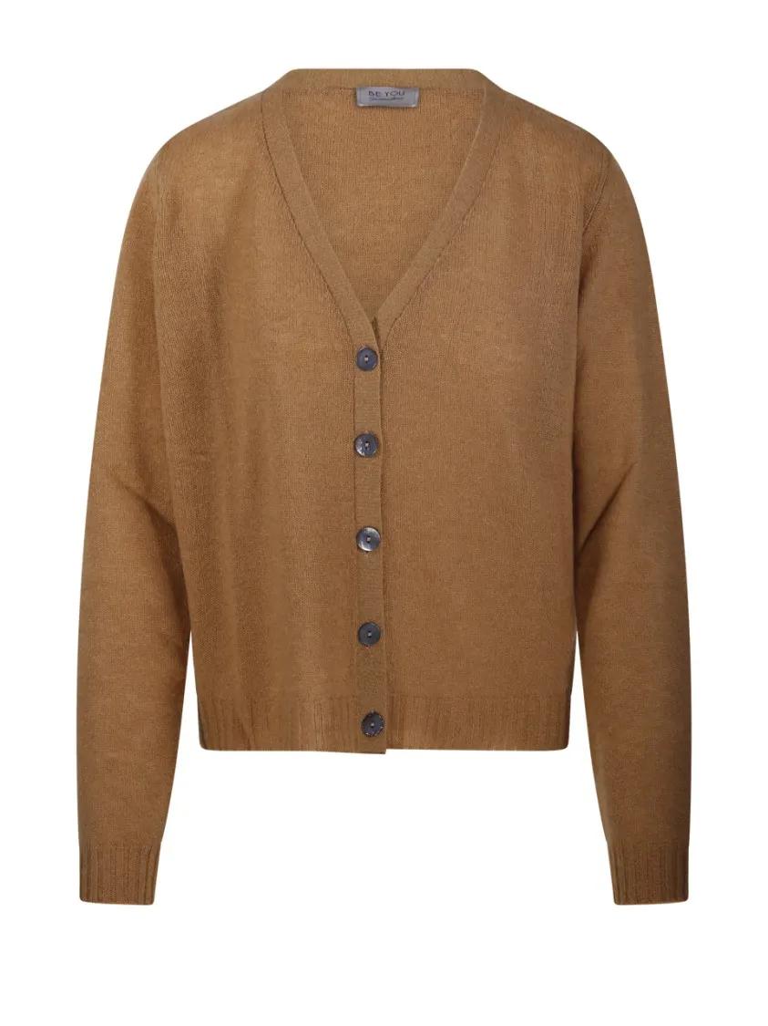 Thumbnail - Be You - Classic V-Neck Cashmere Cardigan - Größe S - braun