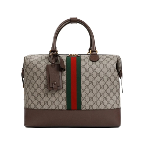 Gucci Beige Ebony Gg Textile Supreme Duffle Brown Weekendväska