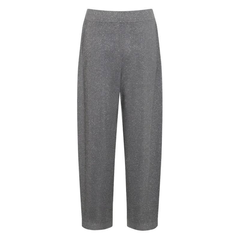 Brunello Cucinelli  High-Waisted Straight-Leg Trousers With Textured F Grey