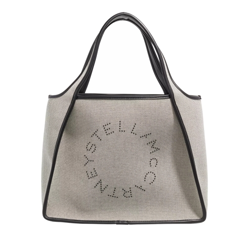 Stella McCartney Tote Salt & Pepper Canvas Bag Black Rymlig shoppingväska