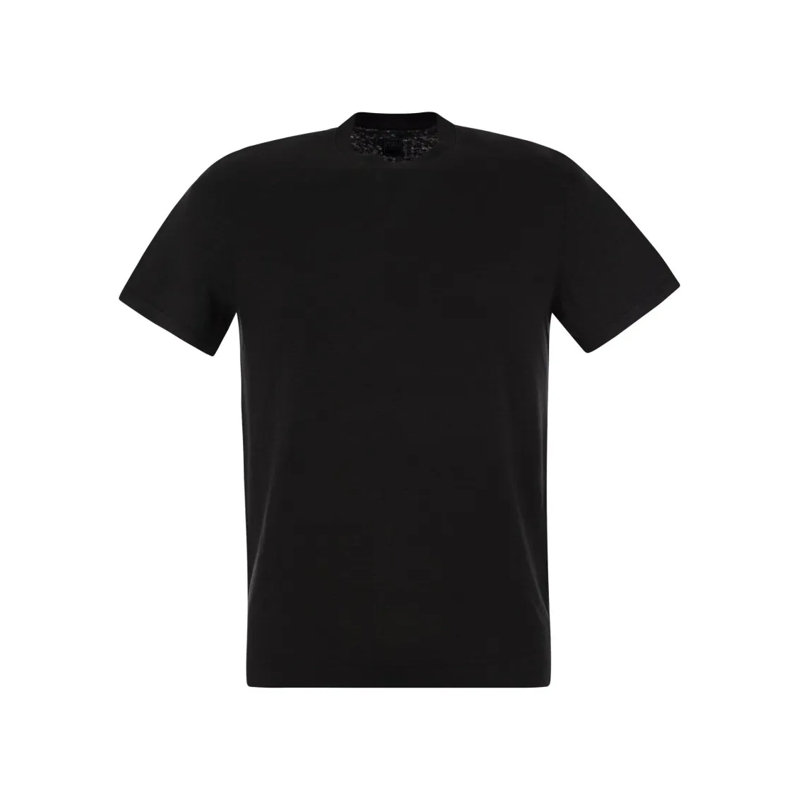 Fedeli T-Shirt Linen-Blend T-Shirt With Vintage Effect Black