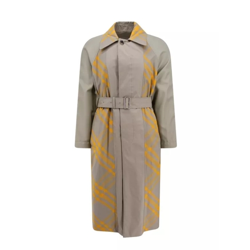 Burberry Cotton Trench With Check Motif Grey 