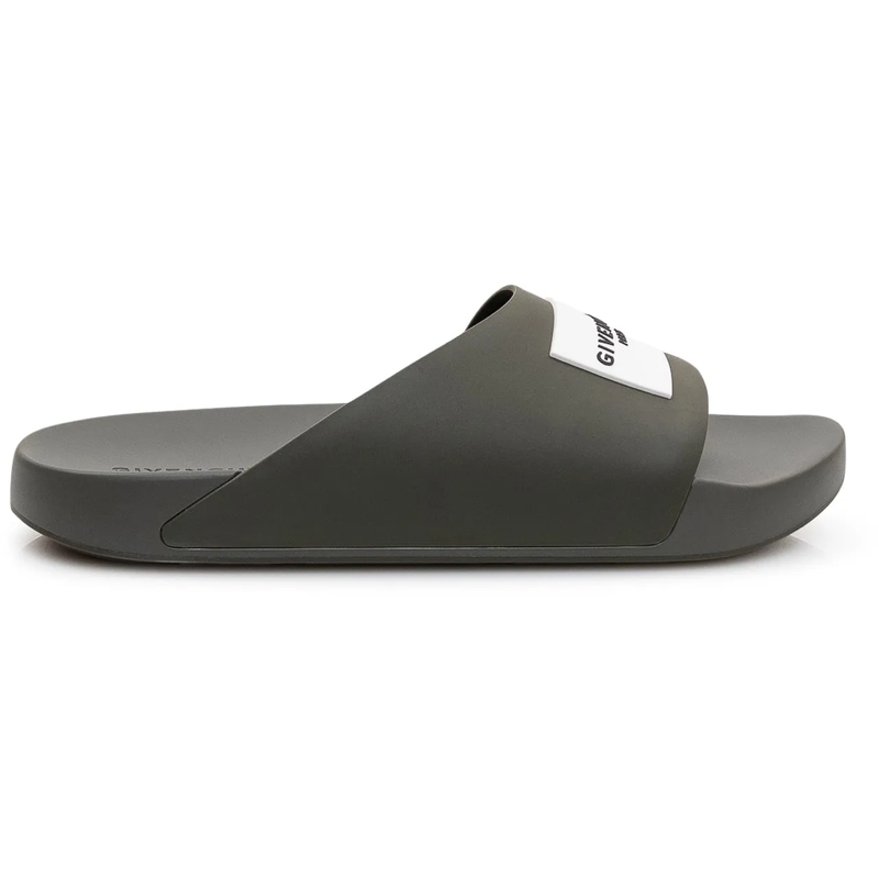 Givenchy Hausschuhe Sandali Slide con Fascia e Logo dunkelgrau