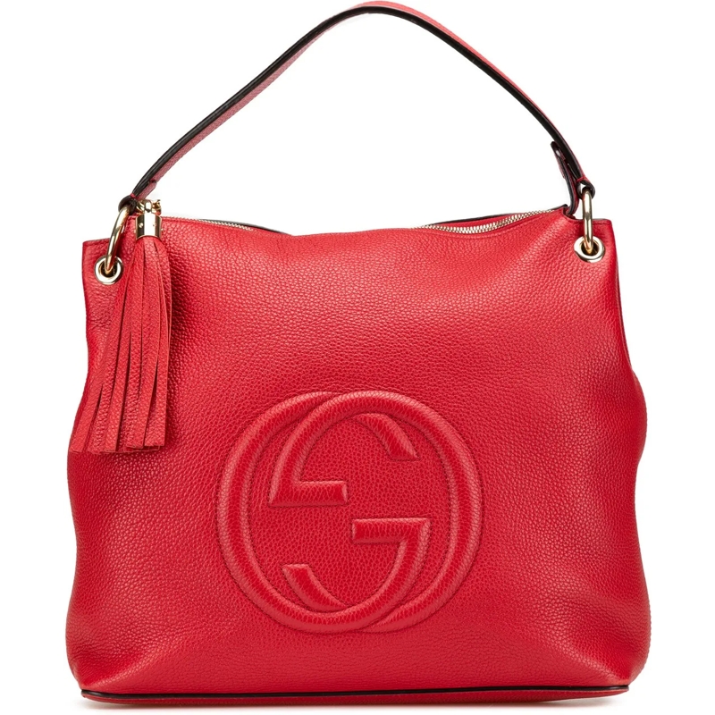Gucci Sac à bandoulière Large Pebbled Calfskin Soho Convertible Hobo rot