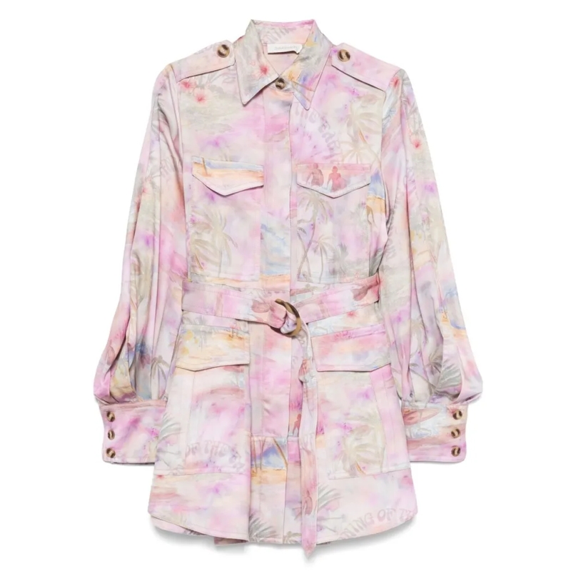 Zimmermann Minikleid Soft Flowy Mini Dress With Puffed Sleeves Multicolor