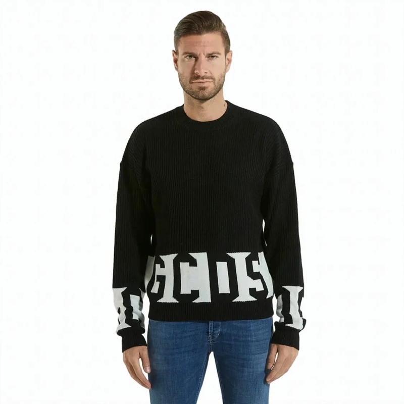 Gcds Pull Ribbed Black Knit Sweater Black