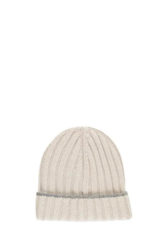 Brunello Cucinelli Mützen - Cashmere Beanie Cap - Gr. L - in Beige - für Damen