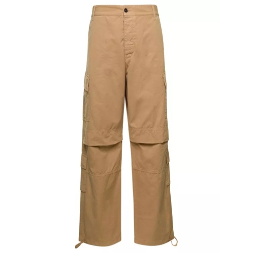 Darkpark 'Saint' Beige Cargo Pants With Pockets In Cotton Brown Pantalon cargo