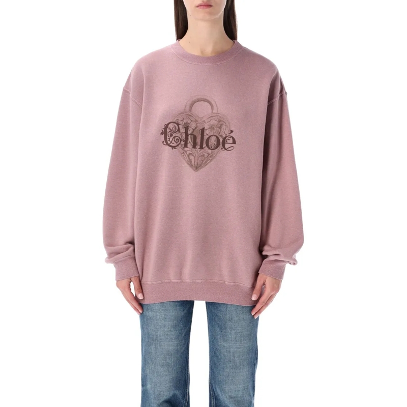 Chloé  Chloé Pink Chiné Fleece Oversized Sweatshirt Pink