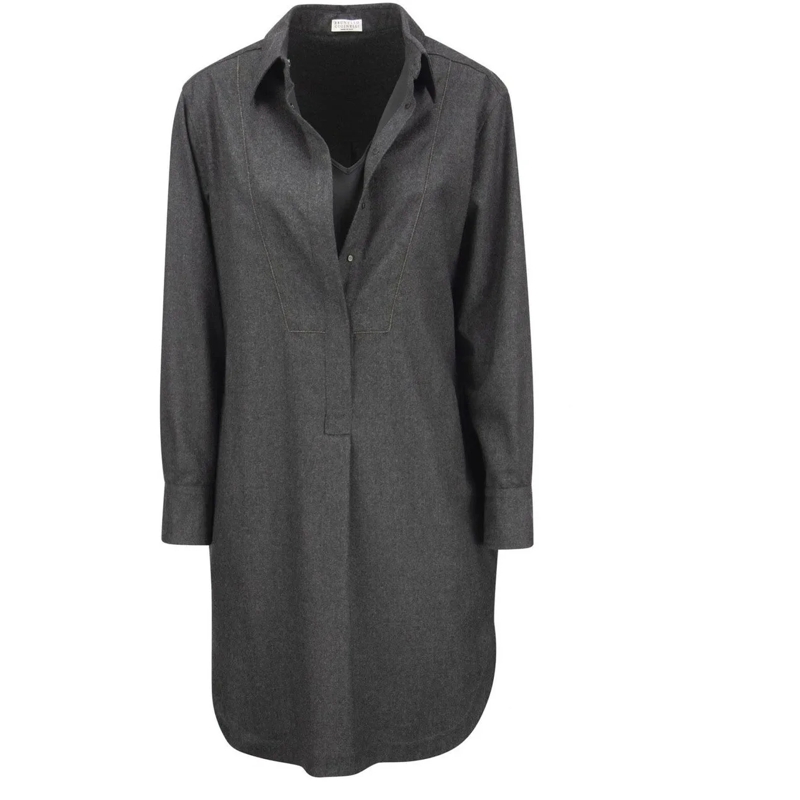 Brunello Cucinelli T-Shirt Brunello Cucinelli Wool Dress grau
