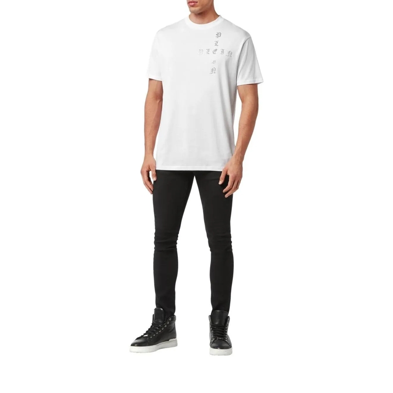 Philipp Plein T-Shirt T-Shirt Gothic Plein Mit Schmucksteinen weiss(Image 2)