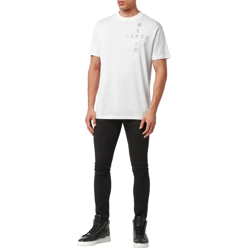 Philipp Plein T-Shirt T-Shirt Gothic Plein Mit Schmucksteinen weiss(Image 5)