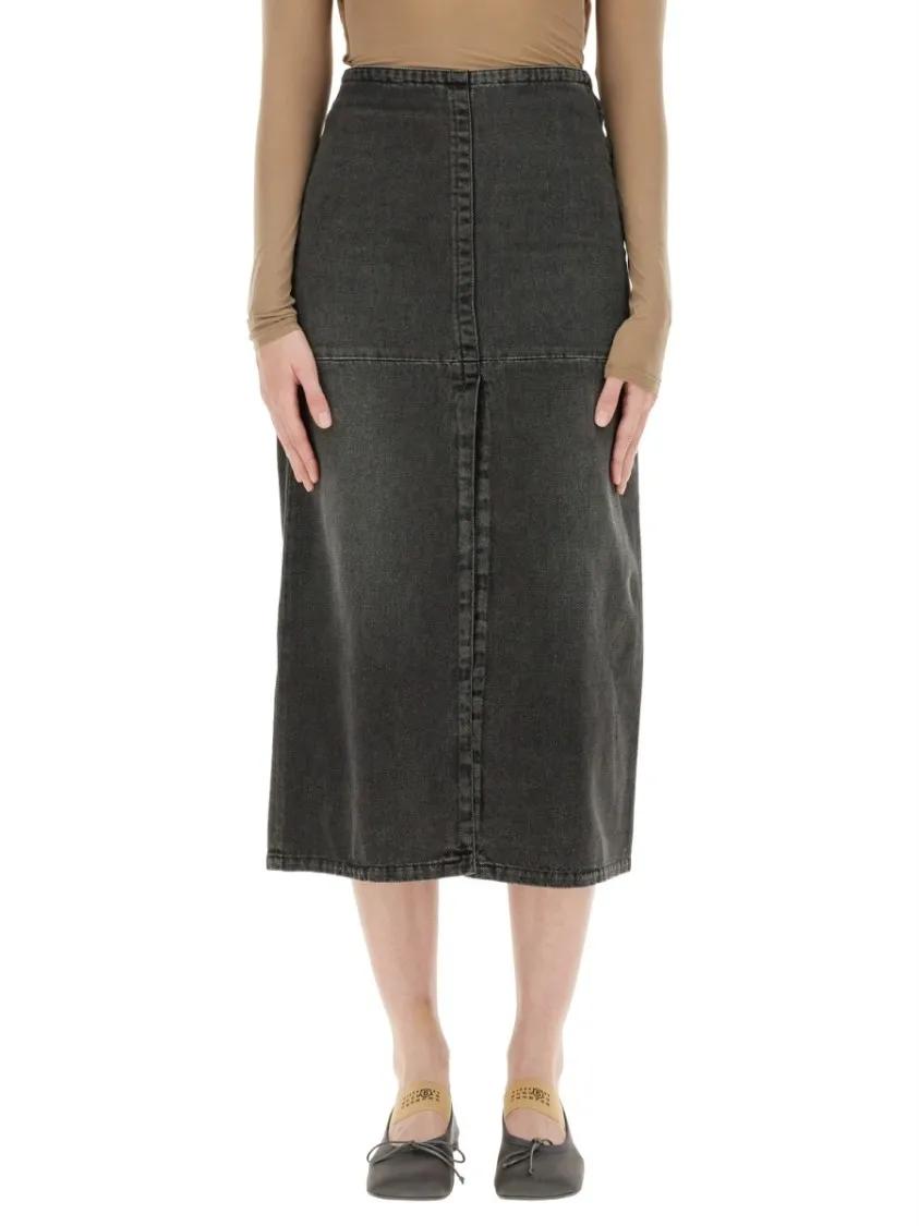 Thumbnail - MM6 Maison Margiela - Long Denim Skirt - Größe 42 - grau