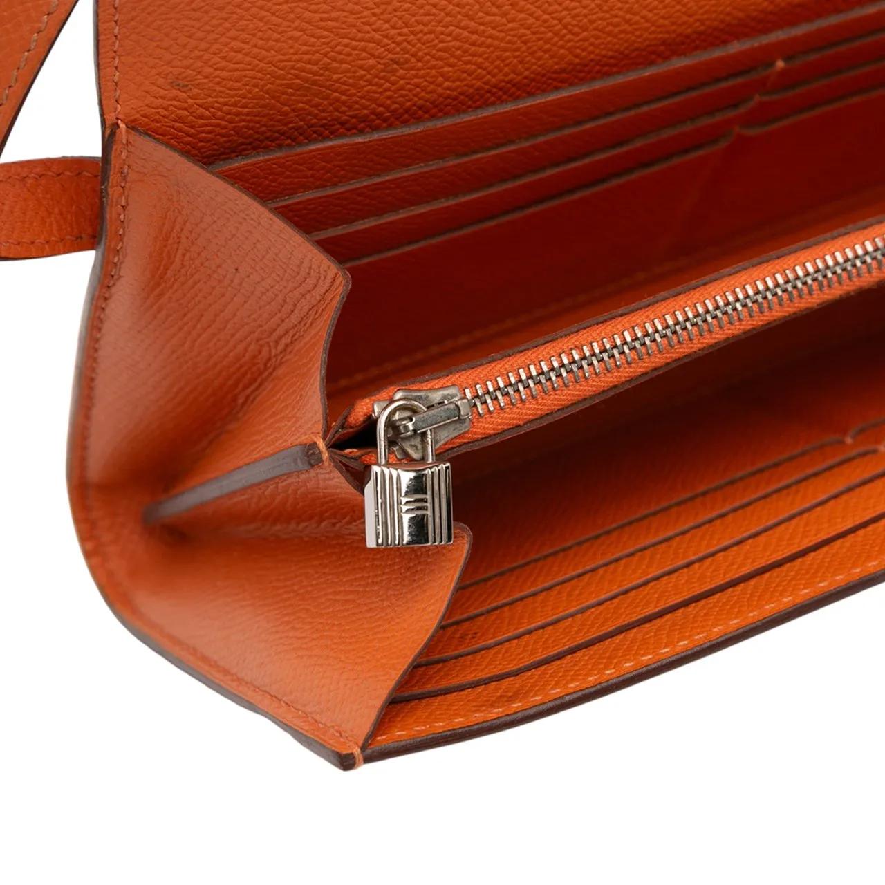 Thumbnail - Hermès Portemonnaie - Epsom Kelly Longue Wallet - Gr. unisize - in Orange - für Damen