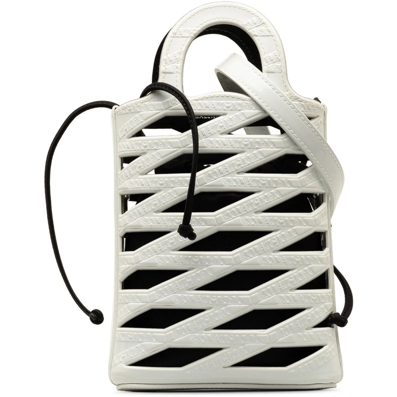 Balenciaga Schultertasche Leather Neo Basket Phone Holder weiß