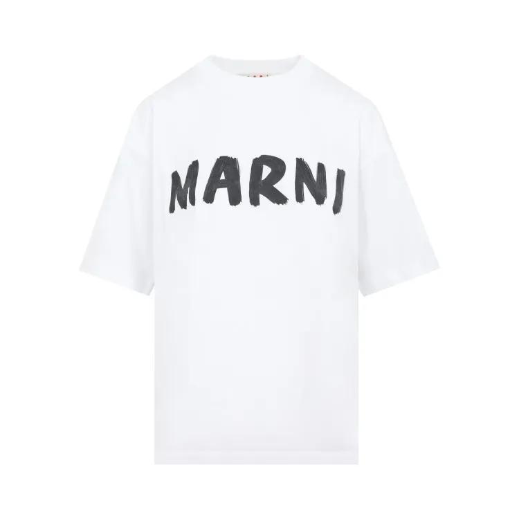 Marni - White Cotton Logo T-Shirt - Größe 40 - weiß