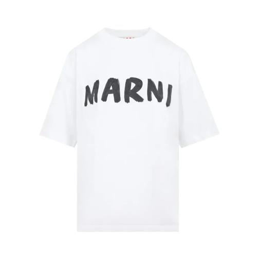 Marni White Cotton Logo T-Shirt White 