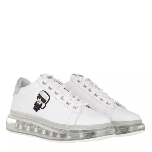Karl Lagerfeld Kapri Kushion Karl Ikonic Lo Lace White Leather Silver Plateau Sneaker