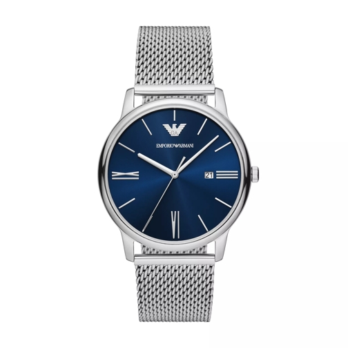 Emporio Armani Three-Hand Date Stainless Steel Mesh Watch Silver Quartz Horloge