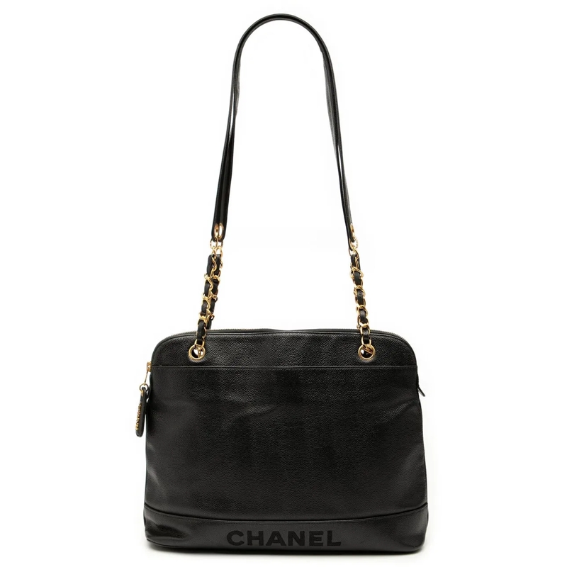Chanel Sac à bandoulière Caviar Logo Chain Shoulder Bag schwarz