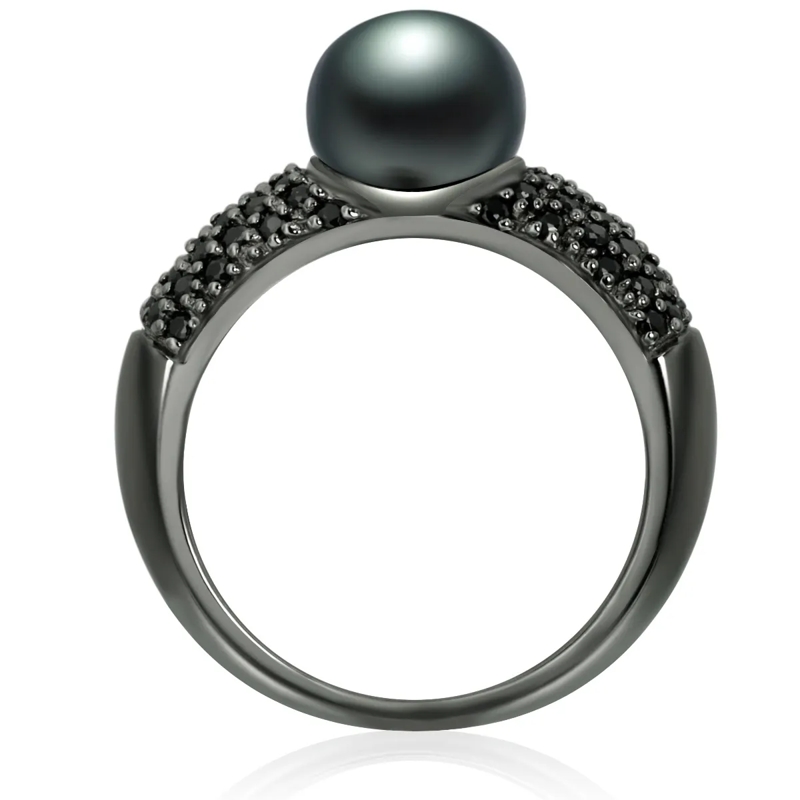 Valero Pearls Ring Sterling Silber Perlen-Ring Zirkonia Süßwasser-Zuc schwarz(Image 3)