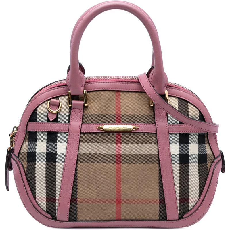 Burberry Sac à bandoulière Small Leather Trimmed House Check Canvas Bridle Or braun