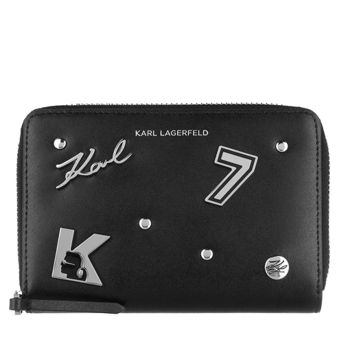 Karl Lagerfeld Karl Seven Pins Zip Black Portemonnaie mit Zip-Around-Reißverschluss