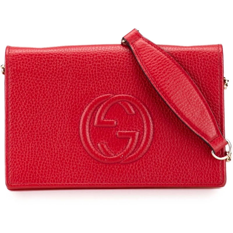 Gucci Sac à bandoulière Leather Soho Wallet on Chain rot