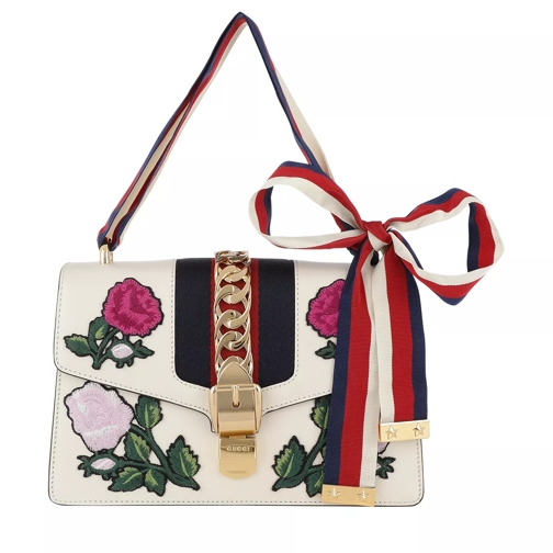 Gucci Sylvie Embroidered Small Shoulder Bag White/Multi Crossbody Bag