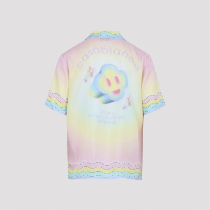 Casablanca Overhemd Pastel Multicolor Silk Shirt With Playful Graphic Multicolor