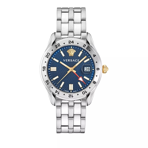 Versace Greca Time Gmt  Silver Quartz Horloge