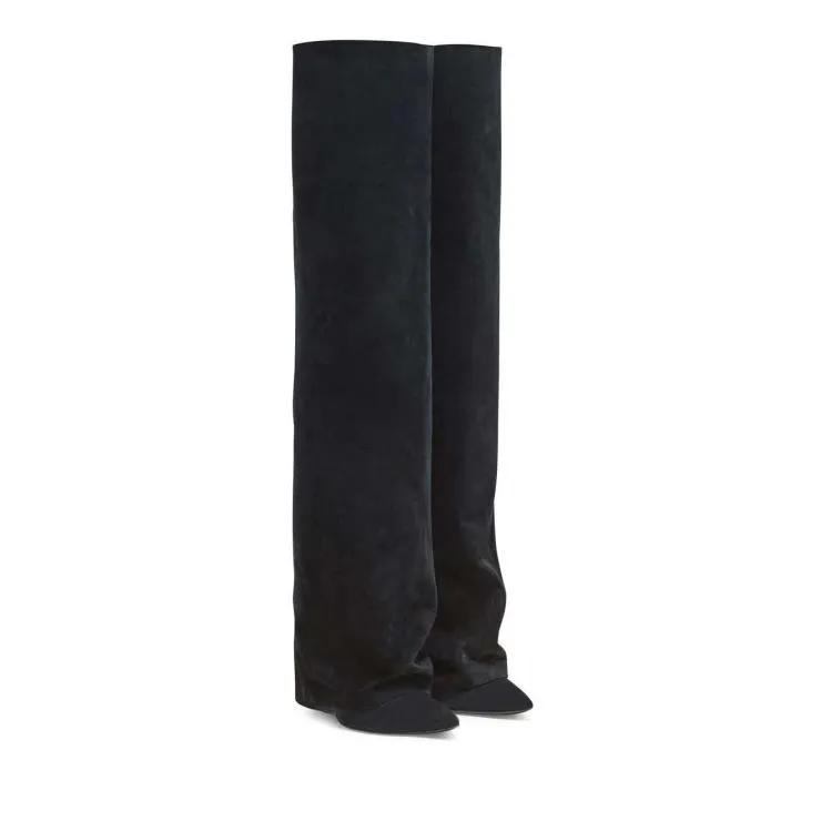 Balmain Stiefel - Ariel Suede Knee-High Boots - Gr. 37 (EU) - in Schwarz - für Damen