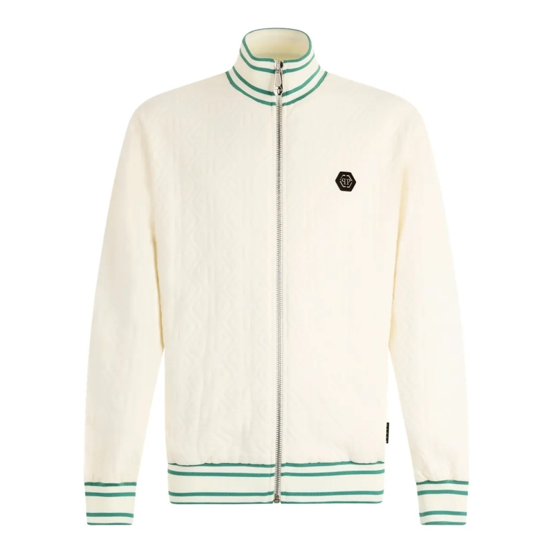Philipp Plein Daunenjacke Tracksuit Jacket Jacquard Monogram weiss