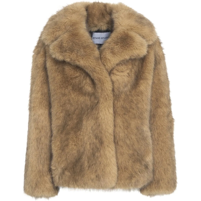 Stand Studio Veste de transition Faux fur jacket 'Valentina' beige