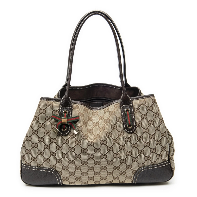 Gucci Schultertasche Web Medium Princy Tote beige