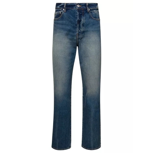 Kenzo Blue 5-Pocket Stonewashed Straight Jeans In Cotton Blue Jeans med raka ben