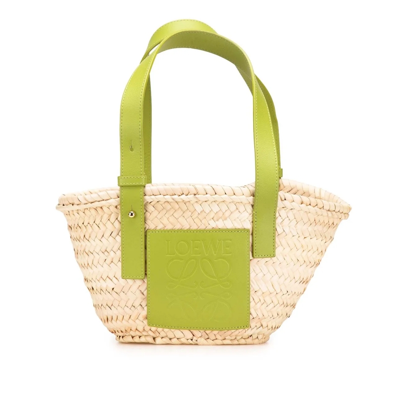 Loewe Shopper Small Raffia Basket Tote braun