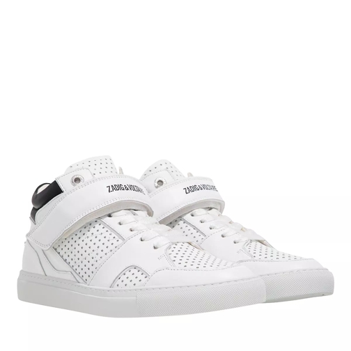 Zadig & Voltaire Mid Flash Smooth Calfskin Perf Blanc High-Top Sneaker