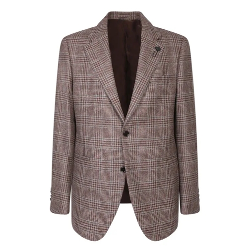 Lardini Tweed Jacket With Check Pattern Brown 