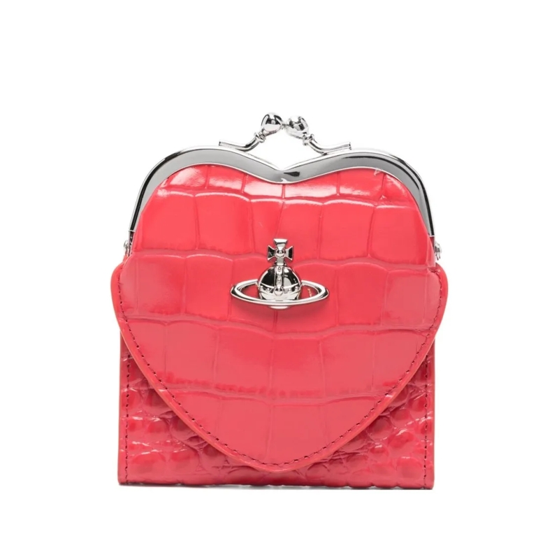Vivienne Westwood Geldbörse Textured Crocodile-Embossed Wallet With Heart-Shap Red