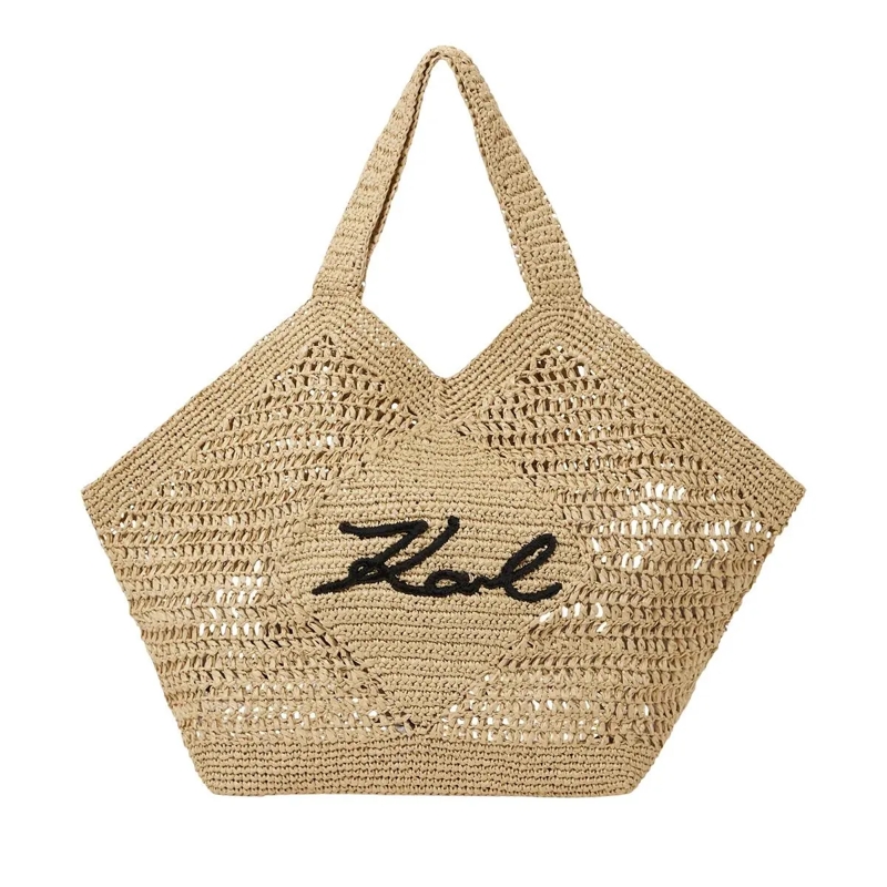 Karl Lagerfeld Shopper Große Signature-Strandtasche in Häkeloptik Strandt beige